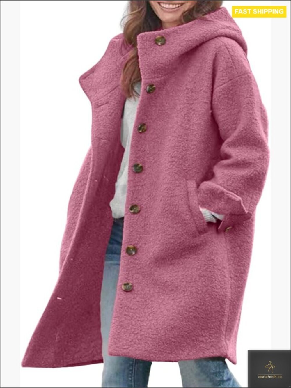 Wool Blend Trench Coat Hooded Oversized Pea Coat Winter Chic Classic